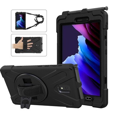 Rantice Samsung Galaxy Tab Active3/Active5 8.0 Case, with 360 Stand, Handle Hand Strap &amp; Shoulder Strap for Samsung Galaxy Tab Active5 8" 2024, Active3 8" 2020 SM-X300/X307/T570/T577 (Black)