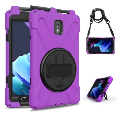 Case for Samsung Galaxy Tab Active 3 8" T570 T575 T577, Heavy Duty Shockproof Rugged 3 Layer Kids Durable Case with 360 Swivel Kickstand, Shoulder Strap &amp; Hand Strap