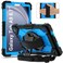 Meifei for Samsung Galaxy Tab A9 Case 8.7 inch SM-X110 X115 X117, Heavy Duty Shockproof Silicone Cover Rugged 360 Stand Hand Shoulder Strap for Galaxy A9 Tablet, Black/Blue