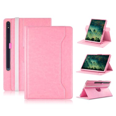 Yiernuo Case Compatible with Tablet Samsung Galaxy Tab S9 FE Plus S9 Plus S8 Plus S7 FE S7 Plus 12.4 Inch,Cover 360&Acirc;&deg; Rotating Stand PU Leather for Galaxy Tab S9 FE+ S9 + S8+ S7+ 12.4,Pink