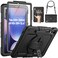 SEYMAC Case for Samsung Galaxy Tab S10+ Plus Case 2024/ S9 FE+ Plus/ S9+ Plus 12.4" 2023, Heavy Duty Shockproof Protective Case with Screen Protector, Stand, Hand/Shoulder Strap and Pen Holder, Black