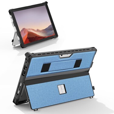 Case for 12.3" Microsoft Surface Pro 7+/Pro 7/Pro 6/Pro 5/Pro 4/Pro LTE Protective Rugged Cover Case, with Stylus Pen Holder and Hand Strap, Compatible with Type Cover Keyboard, Blue