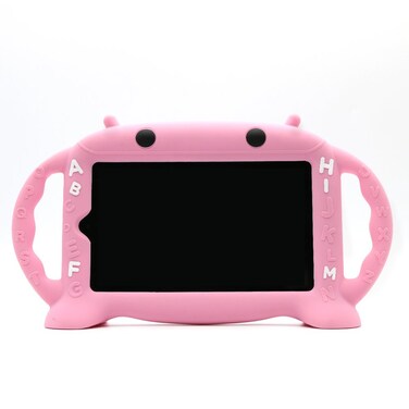Kids Proof Case for Samsung 7 inch Tablet Galaxy Tab A/3/3 Lite/4/E Lite 7.0-CHINFAI [Cartoon Robot Series] Silicone Handle Stand Case Cover for Tablet SM-T280/T113/T230 (Pink)