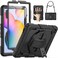 SEYMAC Case for Samsung Galaxy Tab S6 Lite 10.4'' 2024/2022/2020 (SM-P620/P610/P615), Heavy Duty Full-Body Shockproof Protective Case with Screen Protector, Rotating Stand, Hand/Shoulder Strap, Black
