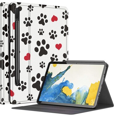 Cute Dog Paw Prints Case for Samsung Galaxy Tab S8 (2022) / Galaxy Tab S7 (2020) 11 inch, Multiple Viewing Angles Case with S Pen Holder Auto Sleep/Wake for Galaxy Tab S8 2022