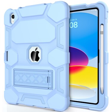 CCMAO for iPad 10th Generation Case 10.9 Inch 2022, iPad 10 Case with Kickstand &amp; Pencil Holder, Heavy Duty Shockproof Hybrid Three Layer Protective Cover for Girls Women, Baby Blue