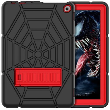 Grifobes (for 13th/11th Generation 2023/2021 Release) Tablet 10/10 Plus, Tablet 10 Kids/Kids Pro, 3-in-1 Heavy Duty Shockproof Rugged Protective Cover with Stand (Black+Red)