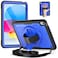 Timecity Case for iPad 10th Generation 10.9 inch 2022/2023: with Screen Protector, 360 Rotating Stand, Hand Strap, Shoulder Strap, Pencil Holder, Full-Body Shockproof Protective Case -Darkblue