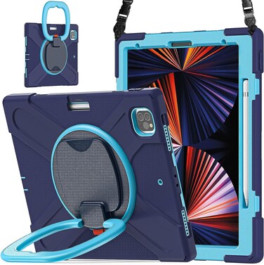 PboyiqiS Case for iPad 9th 8th 7th Generation Case with Shoulder Strap&amp; Heavy Duty 360&Acirc;&deg; Rotating Kickstand Pencil Holder, for iPad 10.2 inch Hard Rugged Protective Cover