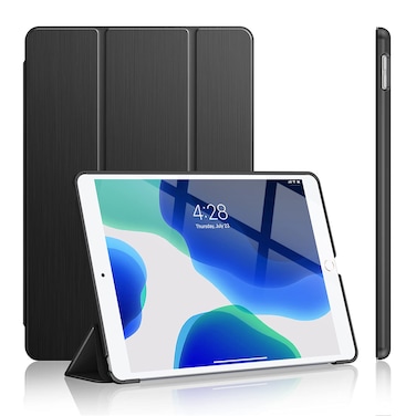 Soke Case for iPad 9th Generation 2021/ iPad 8th Generation 2020/ iPad 7th Gen 2019, [Slim Trifold Stand + Auto Wake/Sleep], Premium Protective Hard PC Back Cover for iPad 10.2 Inch (Black)