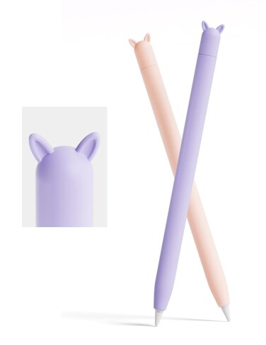 2 Pack Case Compatible with Apple Pencil 1st Generation,Cute Soft Silicone Skin Cover Sleeve Accessories Compatible with iPad Pro 9.7"/10.5"/12.9",Pink&amp;Purple