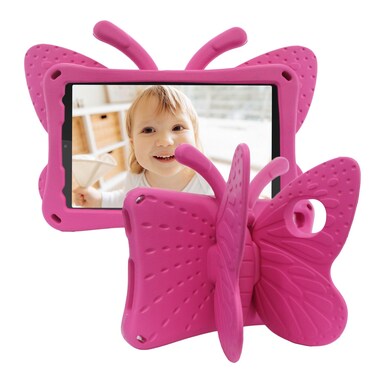 Tading Kids Case for Lenovo Tab M8, Cute Butterfly Kid Proof EVA Foam Protective Stand Cover for Lenovo Tab M8 HD TB-8505F/ M8 2nd Gen TB-8705F(FHD)/ M8 3rd Gen TB-8506F/ M8 4th Gen TB-300XU - Magenta