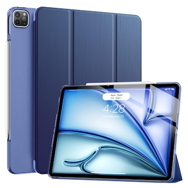 Soke for iPad Air 13 Inch Case (M2) 2024,iPad Pro 12.9 Case 2022 2021(6th 5th Generation) - [Slim Trifold Stand + Auto Wake/Sleep],Protective Hard PC Back Cover for iPad Air 13 inch (Dark Blue)