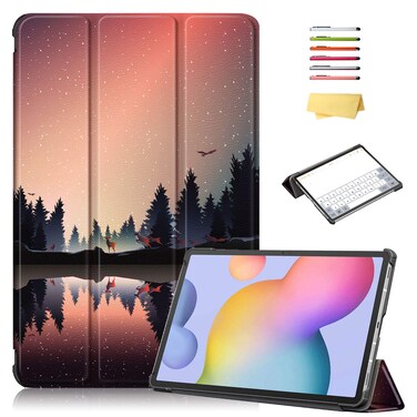 UUcovers Case for Samsung Galaxy Tab S8 Plus 12.4" 2022/S7 FE 2021/S7 Plus 2020 (SM-X800/X806/T730/T733/T736/T738/T970/T975/T976) Lightweight Tri-Fold Stand Thin Cover Auto Wake/Sleep, Dusk Tree