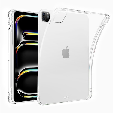 Aircawin for iPad Pro 13 inch Case Clear M4 with Pencil Holder 2024,Clear Case for iPad Pro 5th Generation,Supports Apple Pencil 2nd/ Pro/Pencil(USB-C),Ligthweight Shockproof Soft TPU Back Shell-Clear