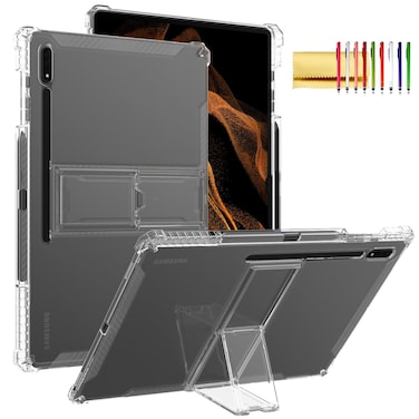 Clear Case for Samsung Galaxy Tab S8+/S7+/S7 FE Soft Cover with Pen Holder &amp; Kickstand, Techcircle TPU Bumper Crystal Back Shell Slim Lightweight Protective Cover for SM-X800/X806/T970/T978/T730/T735