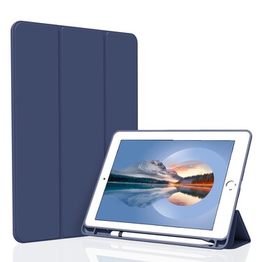 Divufus Case for iPad 10.2 2021/2020/2019, Smart Lightweight Trifold Stand Cover, Auto Sleep/Wake Soft TPU Pencil Holder Case for iPad 10.2 inch 9th/8th/7th Generation - Navy Blue
