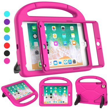 SUPLIK Kids Case for iPad Mini 4/5 (7.9"), Built-in Screen Protector Durable Shockproof Protective Cover with Handle Stand for 7.9 inch Apple iPad Mini 4th/5th Generation, Pink