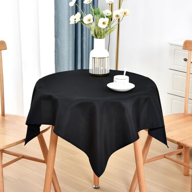 Nacuci Small Square Tablecloth 36x36 Inch Washable Polyester Side Table Cloth Solid Black Heavy Duty End Table Cover for Dining Home Party