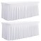 Outpain White Spandex Table Clothes for 6 Foot Rectangle Tables-2Pack 6FT Spandex Fitted Table Cover, Wrinkle Free Tablecloths with Skirt for Parties, Wedding, Birthday, Banquet, Festival