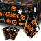 3 Pack Halloween Tablecloth Rectangle 54&quot; x 108&quot; Plastic Table Cloth Disposable Black Camping Table Cover Decorations Cute Pumpkin Ghost Scary Spooky Indoor Outdoor Waterproof Birthday Party Supplies