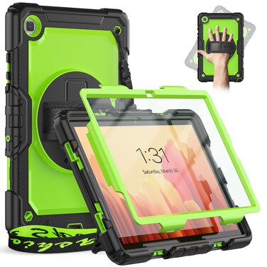 Timecity for Samsung Galaxy Tab A7 10.4 Inch Case 2020/2022, SM-T500/T503/T505/T507/T509 Tablet Case, Durable Sturdy Case with Screen Protector Swivel Stand Hand Shoulder Strap Drop-Proof - Green