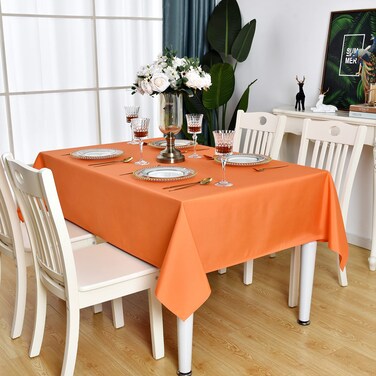KAIPHO Orange Square Tablecloth Waterproof Stain Resistant Wrinkle Free Table Cloth 210GSM Polyester Wipeable Table Cover for Party, Banquet, Indoor and Outdoor - Rectangle/Rectangular, 60 x 60 inch