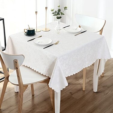 Smiry Square Table Cloth, Waterproof Heavy Duty Vinyl Tablecloths, Wipeable Washable Table Cover for Kitchen and Dining Room (White, 54" X 54")
