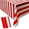 peony man 2 Pieces Red and White Striped Tablecloth Plastic Stripe Table Cover Carnival Circus Tablecloths Waterproof Rectangle Tablecloth for Holiday Party Picnic Decoration, 54" x 107