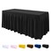 Jieqier One-Piece Table Cover and Table Skirt for Rectangle Tables, 6FT Spandex Fitted Tablecloth with Ruffles Skirt for Weddings, Banquets, Baby Showers, Parties, Vendors (Black)