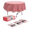 Exquisite Picnic Table Cover - 12 Pack Premium Round Plastic Tablecloth - Red &amp; White Checkered BBQ Plastic Table Cover - Gingham Checkerboard Disposable Plastic Tablecloth 84 inch. Round