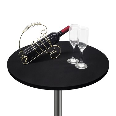 Nacuci Small Round Fitted Table Cover Cocktail Table Topper Cap Elastic Tablecloth Stretch Spandex Table Cloth for Bar Pub Party Black 24 Inch