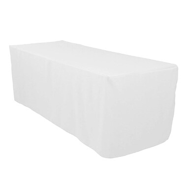 Sparkles Make It Special 10-pcs 6' ft Rectangular Fitted Polyester Cloth Fabric Linen Tablecloth - Wedding Reception Restaurant Banquet Party - Machine Washable - Choice of Size - White