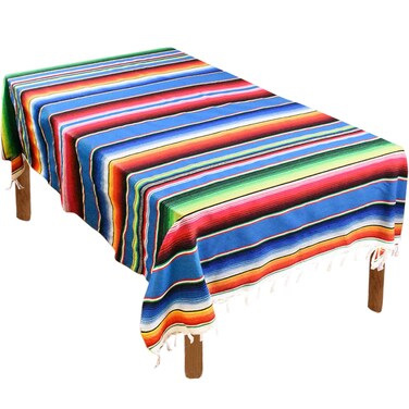 Fowecelt Mexican Serape Blanket Tablecloth 59 x 84 Inch for Mexican Wedding Party Decorations Outdoor Picnics Dining Table, Large Square Cotton Table Cloth