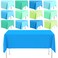 Kinlop 12 Pcs Plastic Light Sky Blue Tablecloths Green Disposable Rectangle Table Covers 54 x 72 Inch for Gender Reveal Parties Baby Shower Engagement Wedding, Fits 5 to 6 Foot Rectangle Tables