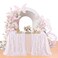 YOUMEHOME White Flower Pearl Tulle Tablecloth: 2 Pieces Pearl Table Cloth 60x120 Inch Tulle Table Cover 10 FT Mesh Sheer Fabric for Wedding Bridal Shower Sweetheart Table Decorations
