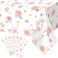 6 Pcs Spring Floral Tablecloth, Pink Wildflower Plastic Disposable Tablecloth Rectangle Table Covers for Easter, Birthday, Wedding,Baby Shower Tea Party and Mothers Day Decorations,54 x 108 Inch