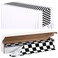 Tingjoo Racing Party Table Runner Roll 14 in x 100 ft Plastic Checkered Flag Table Runner with Slide Cutter Box Disposable Racetrack Road Table Runner for Two Fast Car Theme Birthday Party Supplies