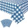 3 Pack Checkered Table Cloth 54 x 108 Inches Gingham Tablecloth Rectangle Plastic Table Cloth Disposable Plaid Picnic Table Cover for BBQ Birthday Baby Shower Party 4th of July Decorations (Blue)