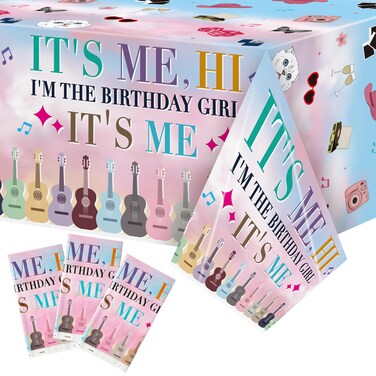 BHronony Music Tablecloth Covers Decorations - 3pcs Popular Music Themed Table Cloths, Rock and Roll Guitar Disposable Plastic Waterproof Rectangular Covers for It&acirc;&euro;&trade;s Me Girl Birthday Party Supplies