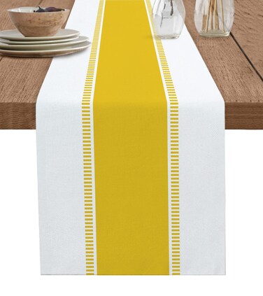 Yellow Table Runners 108 inches Long, Modern Stripes Table Runner Farmhouse Dresser Scarves,Decortaive Table Runner Cover for Kitvhen Dining Coffee Table Holiday Party Wedding