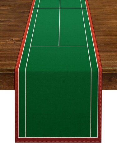 Linen Tennis Court Table Runner Tennis Themed Birthday Party Table Cover Indoor Outdoor Party Decoration Home Dining Room Kitchen Table Decor (13" x 108")
