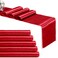 Eychei Set of 5 Red Satin Table Runners, 12" x 108" Long Bright &amp; Smooth Table Runner with Scalloped Edges, Satin Table Cloth Table Runner Decor for Wedding, Party, Banquet