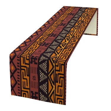 African Tribal Table Runner African Mud Cloth Pattern Abstract Geometric Ethnic Traditional Dinner Runner for Farmhouse Kitchen Dinner Table Holiday Party Decoration 13"x90