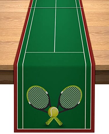 Vohado Tennis Court Table Runner for Tennis Themed Birthday Party Decoration Dining Room Kitchen Home Decor (13" x 72")