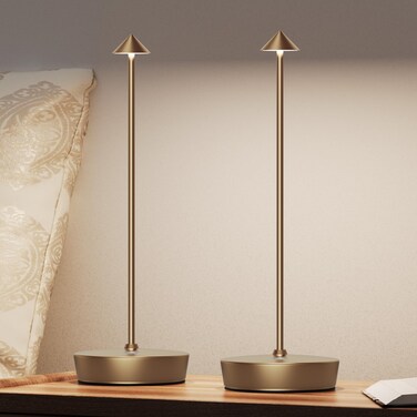 JALVDE Cordless Battery Powered Table Lamp, Rechargeable LED Dimmable Brightness Metal 6000mAh Touch Table Lamp Portable Modern Design for Restaurant Indoor &amp; Outdoor(Black 2 Pack)