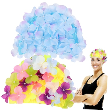 IMIKEYA Floral Swim Cap: 2PCS Swimming Cap Comfortable Bathing Cap Swimming Hats Breathable Swimming Cap for Women Adult Retro Floral Petal Shower Caps Swim Hat Swim Cap for Long/Short Hair