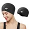 Silicone Swim Caps for Long Hair, Cover Ears Swimming Adult Youths, Flexible Waterproof Men Women, Black, #1 Basic-black