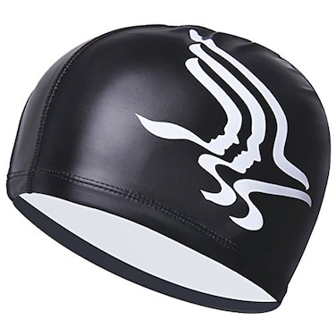 ebulous Swim Cap, Unisex Adult Size Comfortable and Breathable Swimming Cap with PU Coat, Fit Long Hair, Black