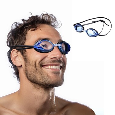 Zetaproswim School Swim Goggles, Swimming Goggles for Adult Women Men, Anti-Fog Anti-UV No Leaking 1 Pack (Blue)